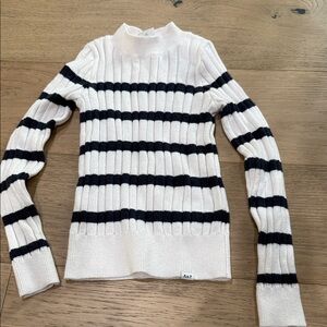 Abercrombie & Fitch Cream and Black Striped Kids Sweater